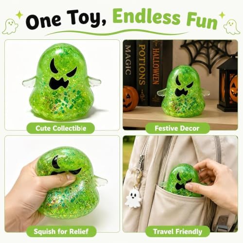 5 Pack Halloween Spooky Super Soft Stress Balls | Squishy Sensory Squeeze Toy Relief Fidget Gift for Women Men Horror Holiday & Birthday Gift Party Favor(#1)
