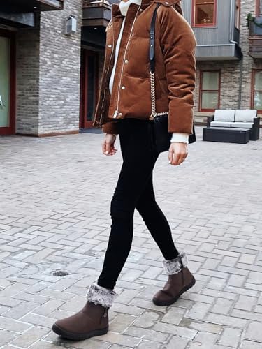 TEMOFON Women Snow Boots Waterproof: Fur Lined Warm Winter Ankle Booties