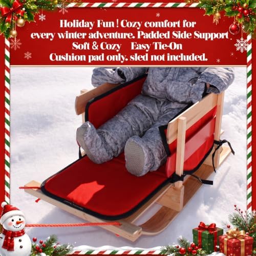 Snow Sled Cushion Pad Mini Toboggan Sled Pad with Seat Belt