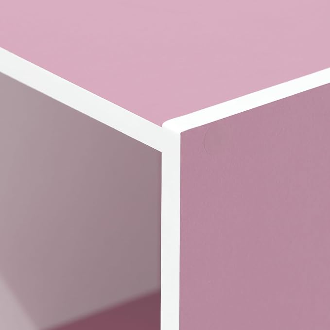 Furinno LUDER Book Shelf, 3-Cube Bookshelf, Bookcase with Open Shelves, 9.3 x 12 x 31.5, Easy Assembly, for Living Room, Bedroom, Home Office, White/Pink
