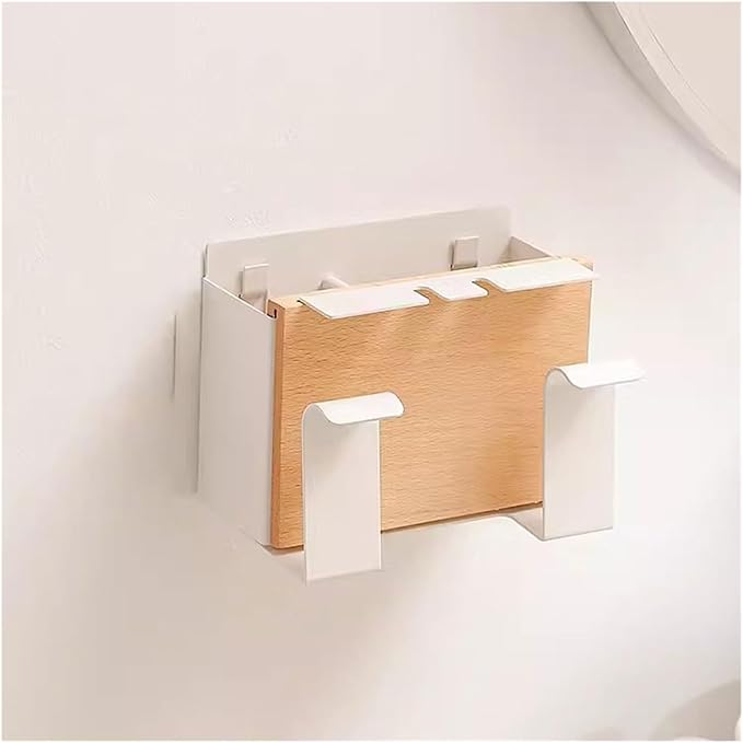 Toothbrush Rack Aviation Aluminum Wall-Mounted Toothbrush Holder Solid Wood Hanging Toothpaste Holder Bathroom Multi-Function Storage Box Bathroom Toothbrush Holder(S15.5cm)