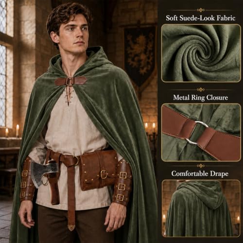 Renaissance Costume for Men, Viking Cloak Set, Ren Faire Halloween