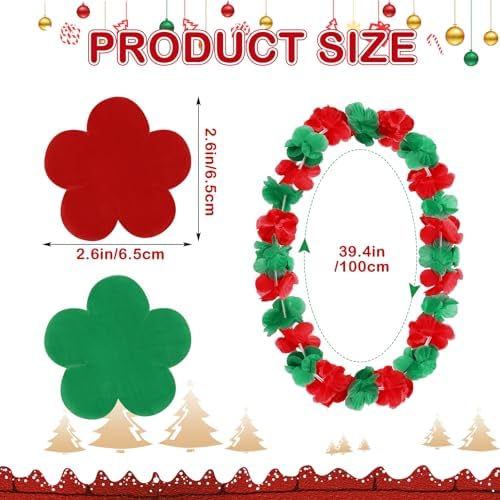 JUNEBRUSHS 24 Pack Christmas Leis Red and Green Flower Leis