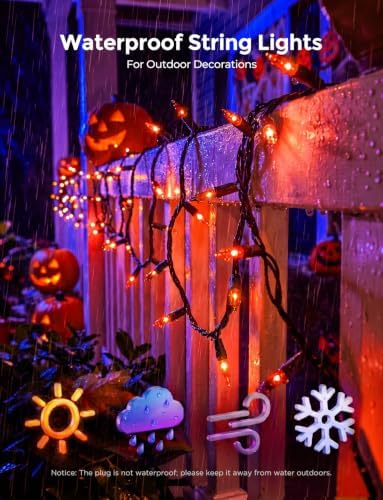 Brightown 20Ft Orange Halloween Fall Lights for Outdoor Indoor Decorations