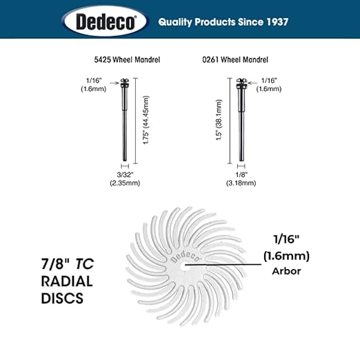 Dedeco Sunburst Radial Bristle Discs 48-Pack - 7/8" Curved - White 120 Grit (Medium) - Aluminum Oxide for Polishing & Finishing