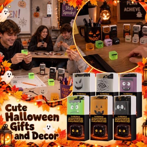 90 Sets Halloween Emotional Gifts 6 Styles Cube Stress Balls with Boxes