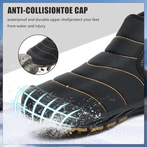 Mens Snow Boots Winter Velcro Water Resistant Fur Lined Slip On Ankle Boot
