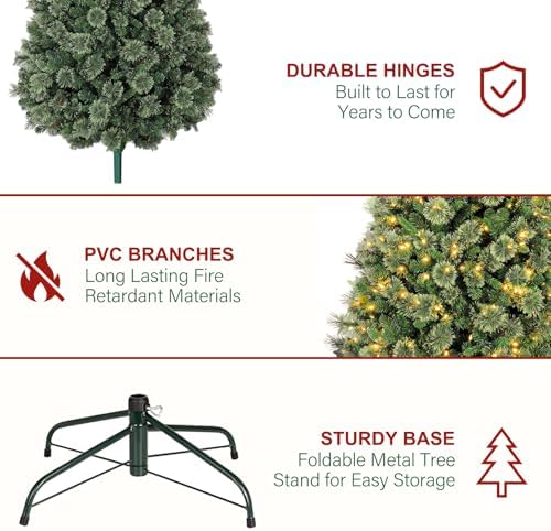 Hykolity 7.5 ft Prelit Christmas Tree with 450 Warm White LEDs