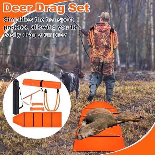 WinnerWhy 1.2mm Deer Drag Sled with Rope,Tapered-Anti Slip,Orange
