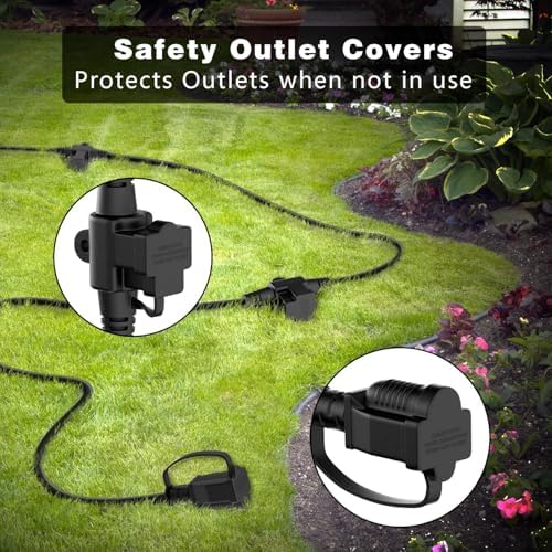 K KASONIC Outdoor Extension Cord 100 FT, Evenly Spaced 12 Outlets, Black