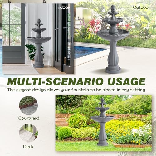 47.4"H Italian Outdoor Garden Water Fountain, Fountain and Waterfall