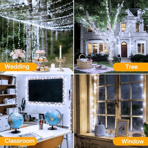 Ollny 262FT 800LED White Christmas Lights Outdoor Indoor Plug in