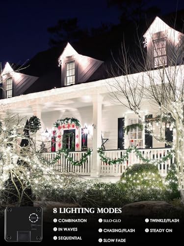 Solar Christmas Lights Outdoor 4 Pack 152FT 400LED String Lights Cool White
