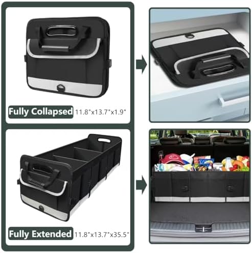 AOPHY Trunk Organizer - 95L Extra Large Capacity SUV Cargo Storage, Collapsible Waterproof Design with Non-Slip Bottom & Retractable Straps, Car Organizers for SUV, Truck, Sedan