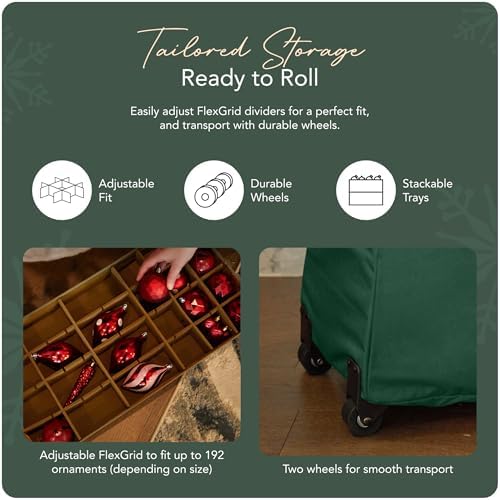 Covermates Rolling Adjustable Ornament Storage Bag, 25.5"W x 13"D x 18.5"H