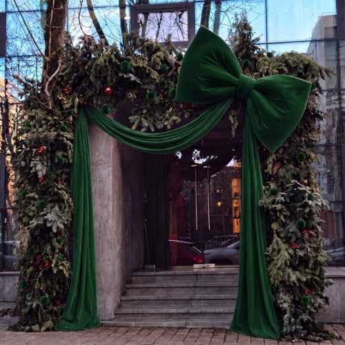 118 x 47 Extra Large Christmas Green Velvet Bow Outdoor
