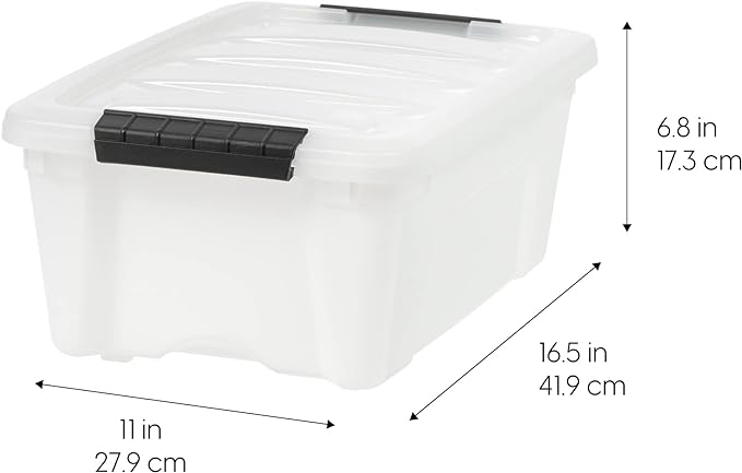 IRIS USA 4-Pack 13 Quart Storage Bins with Lids, Pearl | Conceals contents for a clean look. Ideal for shoes, photos, documents, and small essentials. Nestable design saves space
