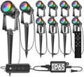 SUNTHIN 10 Pack Outdoor RGBW Landscape Lights, Color Changing Spot Uplights