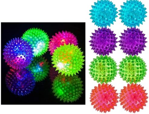 JA-RU Light Up Spiky Balls for Kids (8 Pack) Light Up Bouncy Balls 695-8A