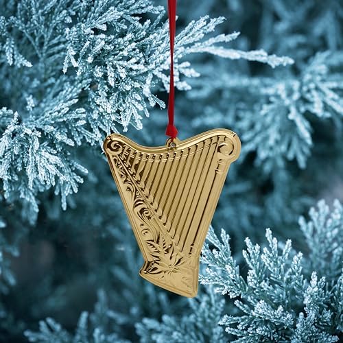 Wallace Gold-Plated Harp Instrument Ornament 3rd Edition - Annual Collectible Holiday Tree Decoration, Handcrafted in USA, Comes in Gift Box with Velvet Pouch and Ribbon