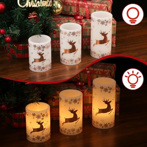 Gold Deer Flameless Candles Battery Operated with 6 Hour Timer