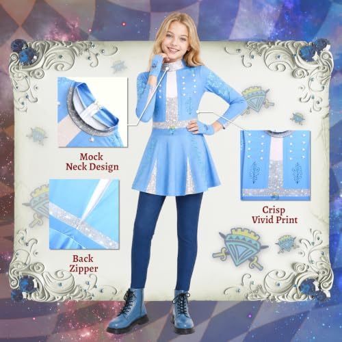 Girls Wonderland Costume Kids Cosplay Outfits Jumpsuit with Gloves Wig Set