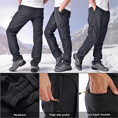 Men's hiking Snow Pants Skiing Winter Insulated Fleece lined Outdoor Water Repellent camping,walking,fishing