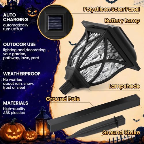 GIGALUMI Solar Halloween Lights Outdoor Decor, Solar Pathway Lights 6 Pack