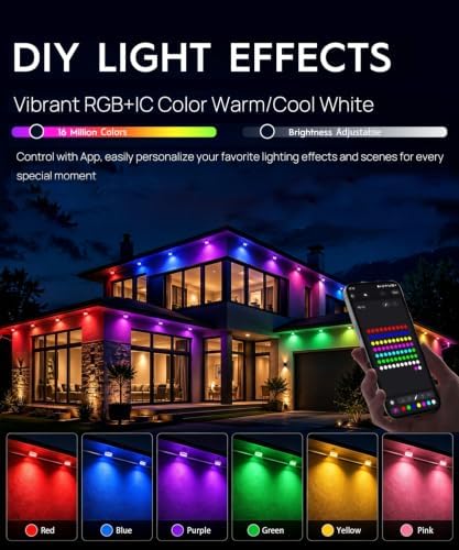 500ft Permanent Outdoor Lights Halloween Smart RGB+IC LED House Eaves Light