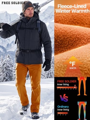 FREE SOLDIER Men's Outdoor Softshell Snow Ski Pants