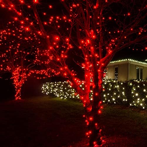 Dazzle Bright Christmas String Lights, 132FT 400 LED Connectable Green Wire 8 Modes String Lights, Waterproof Christmas Lights for Indoor Outdoor Patio Party Wedding Decorations, Red