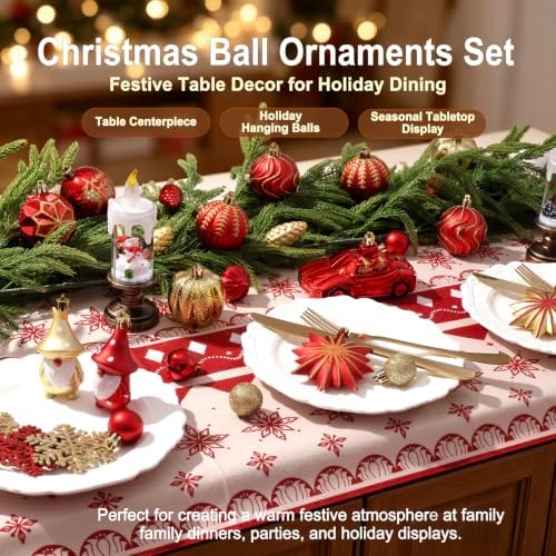 68PCS Christmas Tree Ornaments Set, Red and Gold Christmas Balls and Assorted Decorations, Shatterproof Hanging Ornaments with Hooks for Xmas Tree, Holiday Party Home Decor