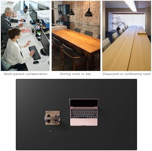 Cacoy 59x35.4 Inch Leather Desk Mat, XXL Large Computer Mouse Pad, PU Leather Desk Pad Blotter Protector, Office Table Cover, Multifunctional Desktop Matt for Desktop, Laptop Mouse Mat (Black)