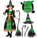 Spooktacular Creations Fairytale Witch Cute Witch Costume Deluxe Set with Broom for Girls