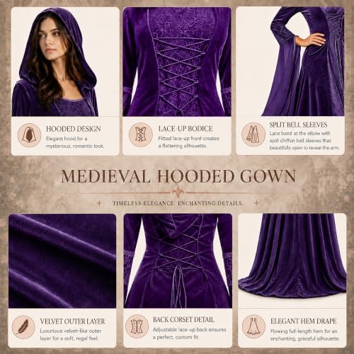 Women Deluxe Witch Dress Renaissance Vampire Halloween Costume