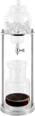 Cold Brew Coffee Maker, 600ml/20.3Oz Iced Coffee Maker Machine Slow Drip Tower, Stainless Steel Ice Dripper Coffee Maker Machine with Measuring Spoon, 6-8 Cups, for Home, Office, Cafes (Silver)