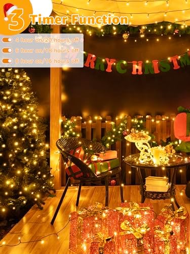 BrightChristmas 1000 LED 328 FT Christmas Lights, Waterproof Outdoor String With Remote and Timer, 8 Modes Dimmable, Fairy Lights for Holiday Decor (Warm White)