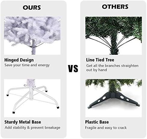 White Artificial Christmas Tree, 9FT Artificial Pine Tree w/Premium PVC Needles & Solid Metal Stand, Easy Assembly, for Indoor & Outdoor Use