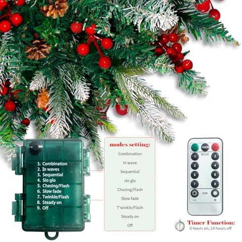 Lighted Christmas Urn Filler, 2 Pack 24 Inch Multicolor LED Planter Decor