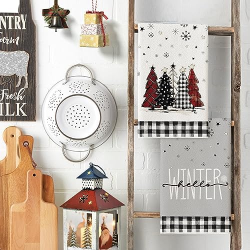 Artoid Mode Black Snowman Christmas Kitchen Towels Set of 4 18x26 Inch