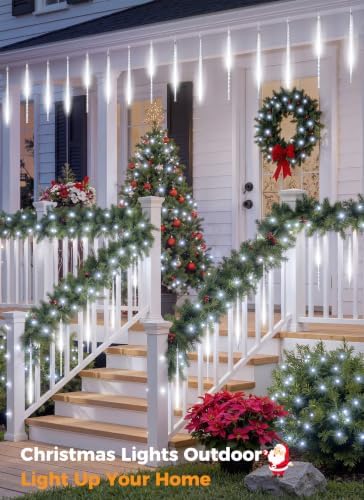 Brightown Christmas Lights Outdoor, 16 Inch 10 Tube 360 LED Icicle Lights