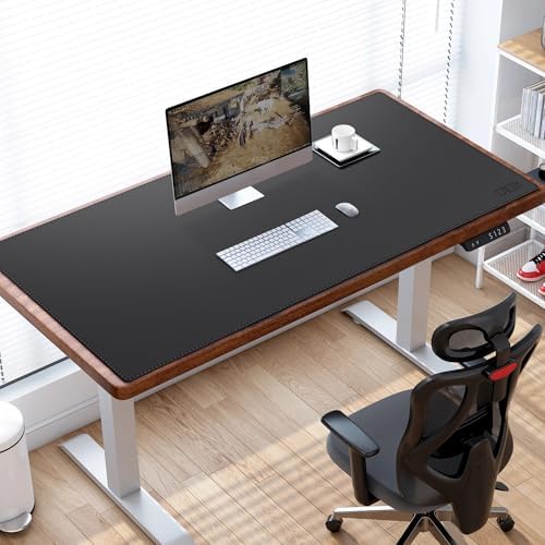 Cacoy 51" x 24" Leather Desk Mat Protector, Waterproof Desk Blotters, Black