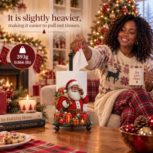 Christmas Paper Towel Holder Black Santa Claus Kitchen Decor