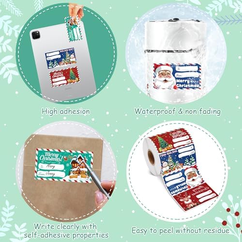OHOME 500 PCS Christmas Gift Tags - Gift Tags for Christmas Presents - Christmas Gift for Women Men Kids - Christmas Wrapping Paper - Christmas Decorations,2.95 x 1.6 Inch
