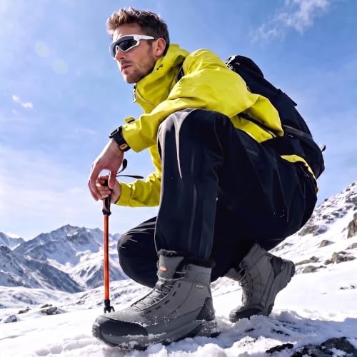 EQW Men's Snow Boots Waterproof Insulated Non-Slip Lightweight