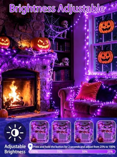 2 Pack 200 LED Halloween Lights 66FT Halloween Decorations String Lights
