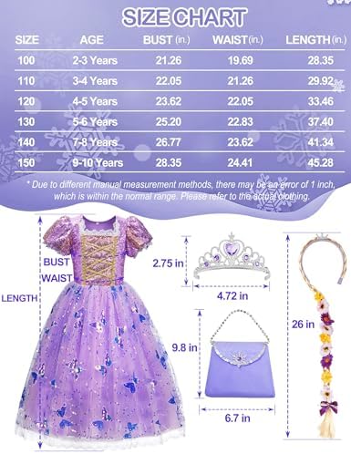 Davvew Princess Dresses for Girls,Light Up Princess Costume for Christmas, Halloween, birthday gifts for Age 3-8 Year Old