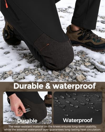 CNBQDD Men's Snow Ski Pants Waterproof Hiking Winter Fleece Lined Pants