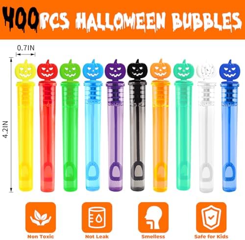 400PCS Halloween Party Favor, Bubble Wands for Kids, Trick or Treat Toys