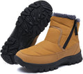 Men's Mid-Calf Winter Boots Zipper Snow Boots Mens Fur Lined Warm Boots